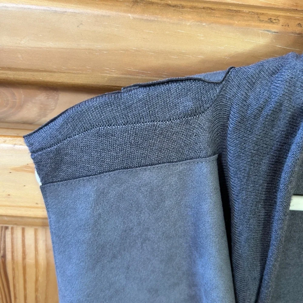 SIONI Sleeveless‎ Cardigan Gray Blue Faux Suede Knit Women's Size Large